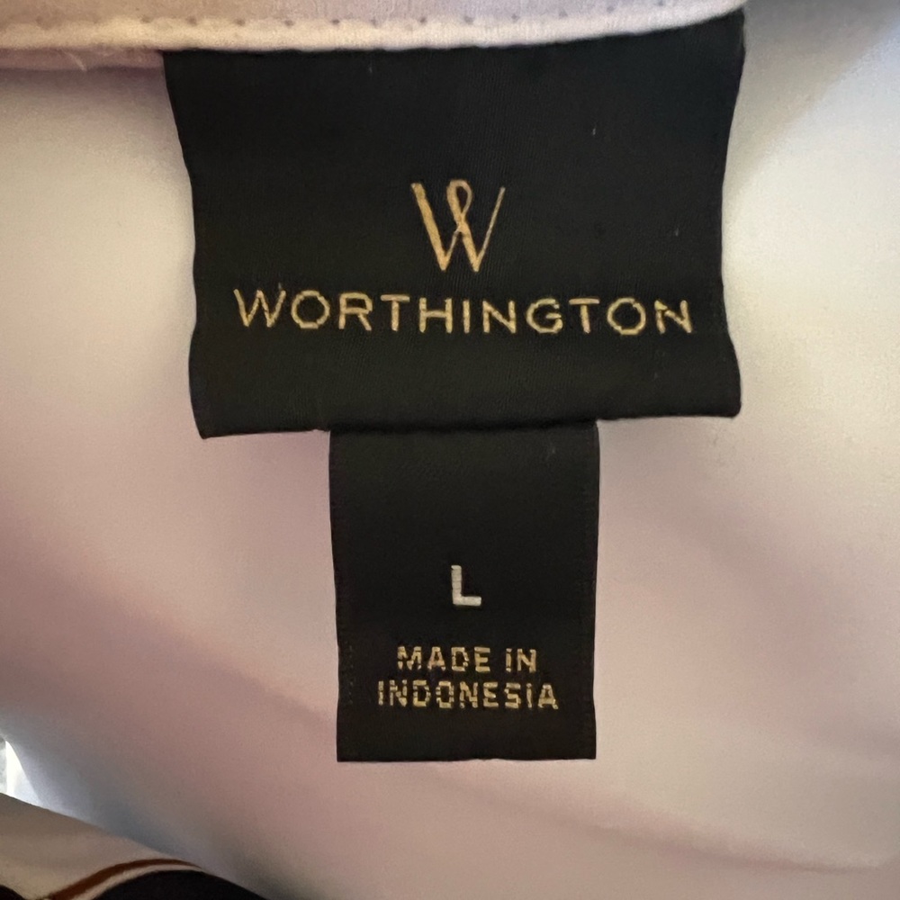 Worthington-Sleeveless Button Down Tank Top~Casual White Shirt Stripes. - Picture 2 of 3